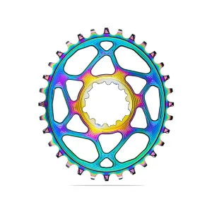 Absolute Black Oval MTB Chainring, 1X Shimano Direct Mount, HG  12 Speed - PVD Rainbow