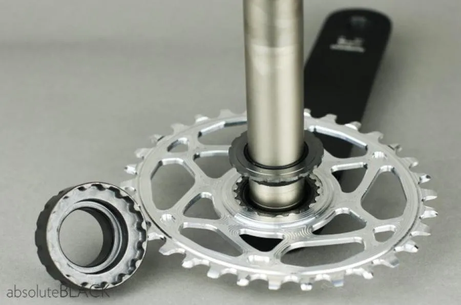 Absolute Black Oval MTB Chainring, 1X Shimano Direct Mount, HG  12 Speed - PVD Rainbow