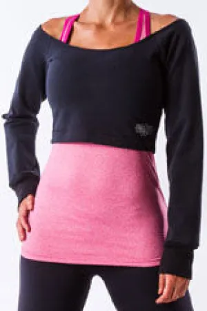 AR 1123-off shoulder cropped sweatshirt
