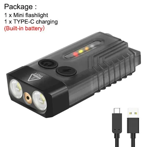 Asafee V10L EDC Mini Flashlight 1000LM 100M Range Torch Rechargeable Waterproof Keychain Redline Blue Red UV White Warm Light