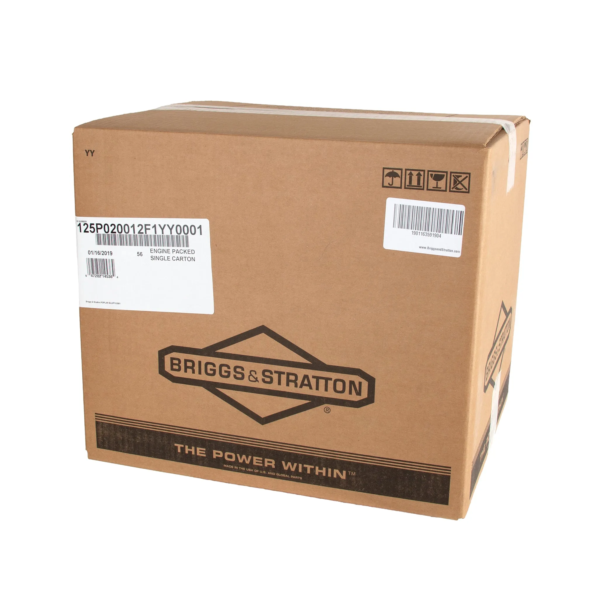 Briggs & Stratton - 125P02-0012-F1 - 875 Professional Series, Single Cylinder, Air Cooled, 4-Cycle Gas Engine, 25 mm x 3-5/32” Crankshaft