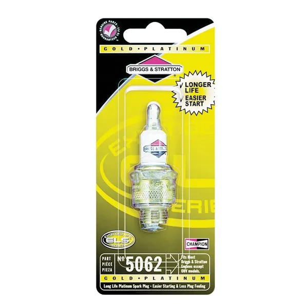 BRIGGS & STRATTON Extended Life 5062K Spark Plug, 14 mm Thread, 13/16 in Hex, Platinum
