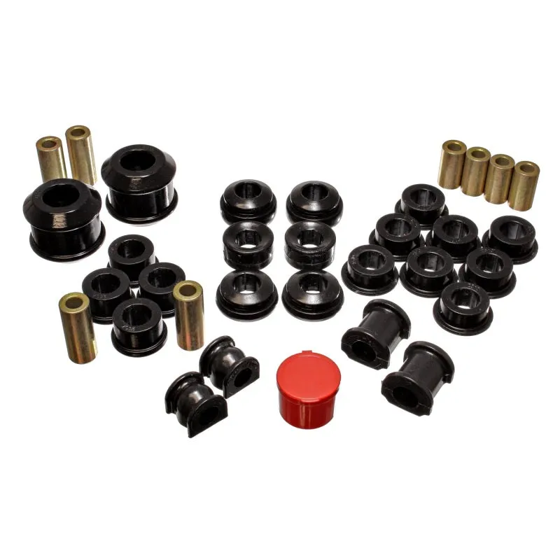 Energy Suspension Hyper-Flex Bushing Kit - Suspension Bushings - Boots/Links - Polyurethane/Steel - Black/Cadmium