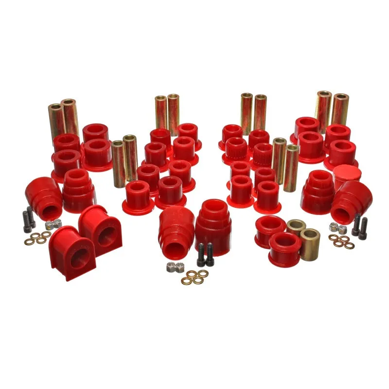 Energy Suspension Hyper-Flex Bushing Kit - Suspension Bushings - Master Set - Red / Cadmium - Ford Fullsize SUV 2000-04