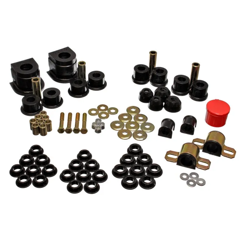 Energy Suspension Hyper-Flex Contorl Arm Bushing - Front/Rear - 24 mm/14 mm Bars - Polyurethane/Steel - Black/Cadmium