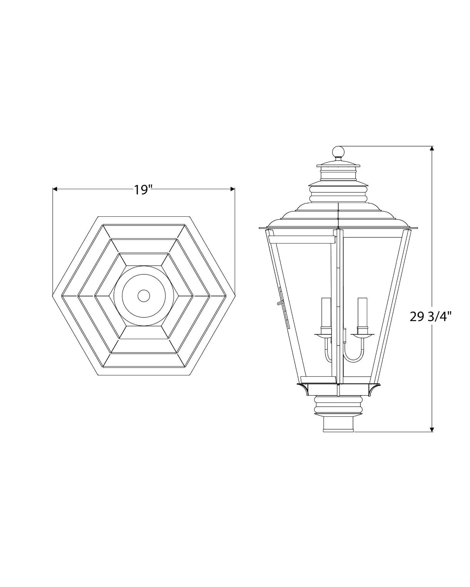 English Gas Exterior Post Lantern Large