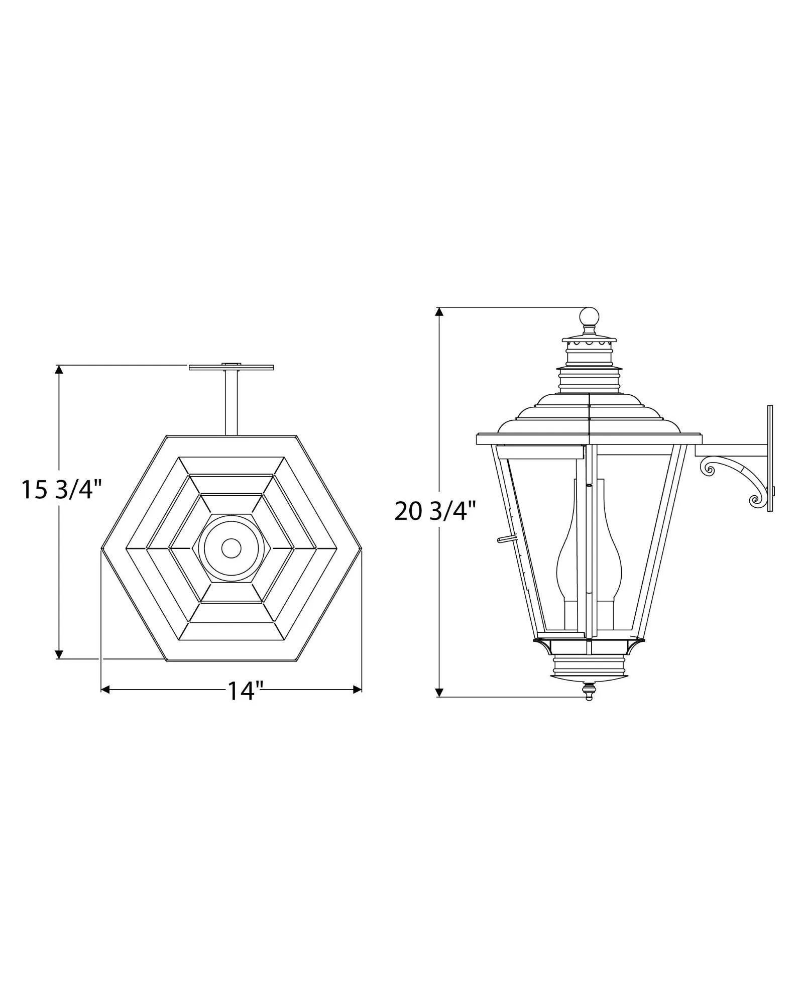 English Gas Exterior Wall Lantern Small