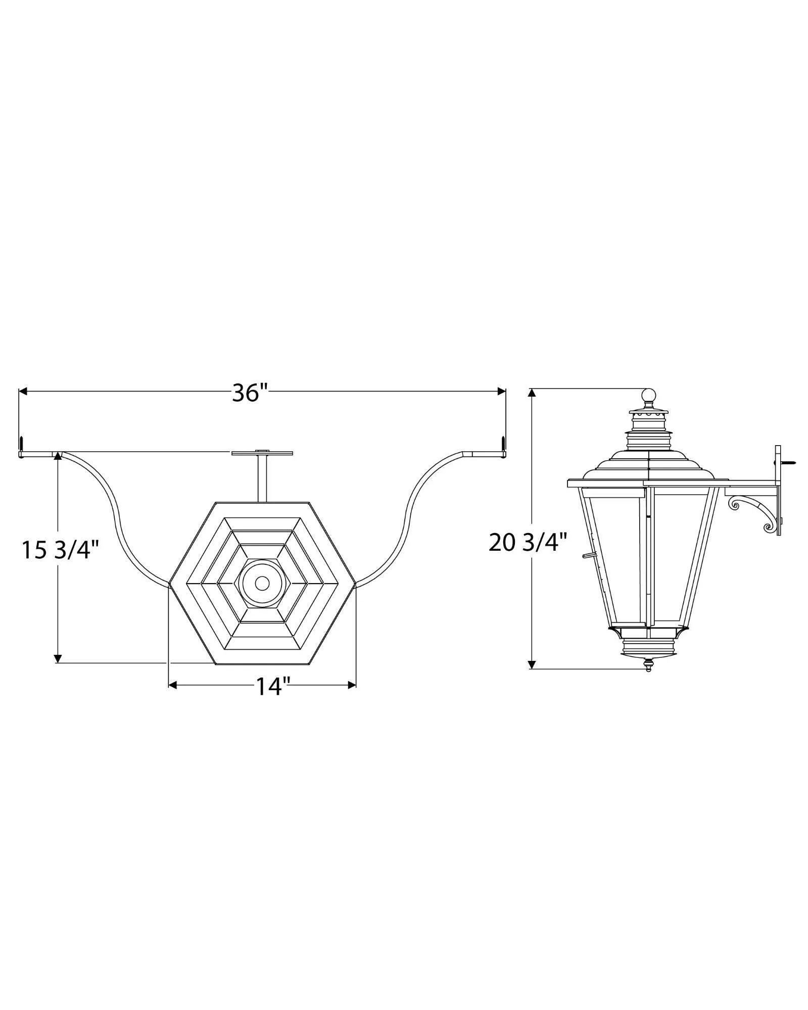 English Gas Exterior Wall Lantern Small