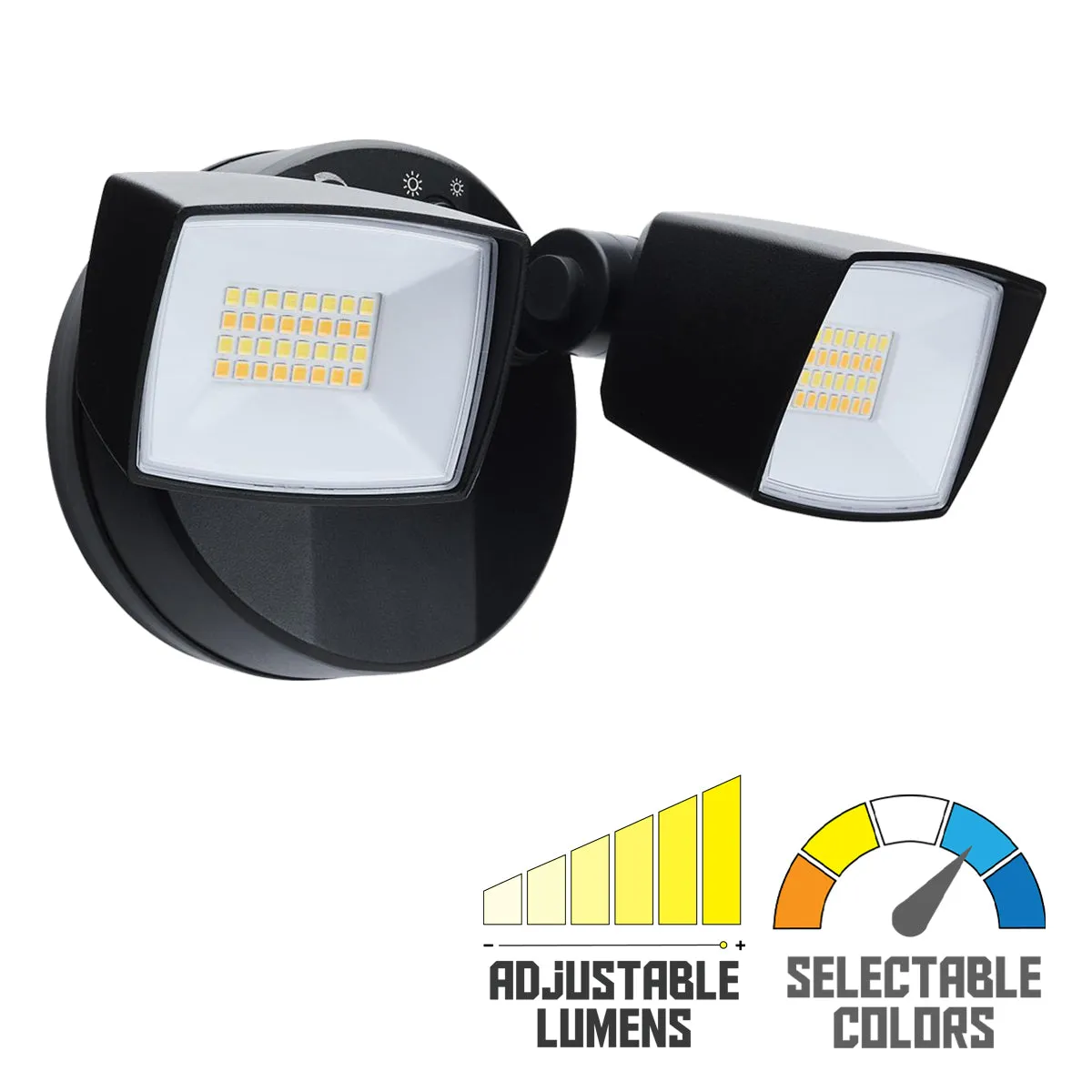 LED Security Flood Light, Dusk To Dawn Photocell, 3350 Lumens, 30K/40K/50K, Black