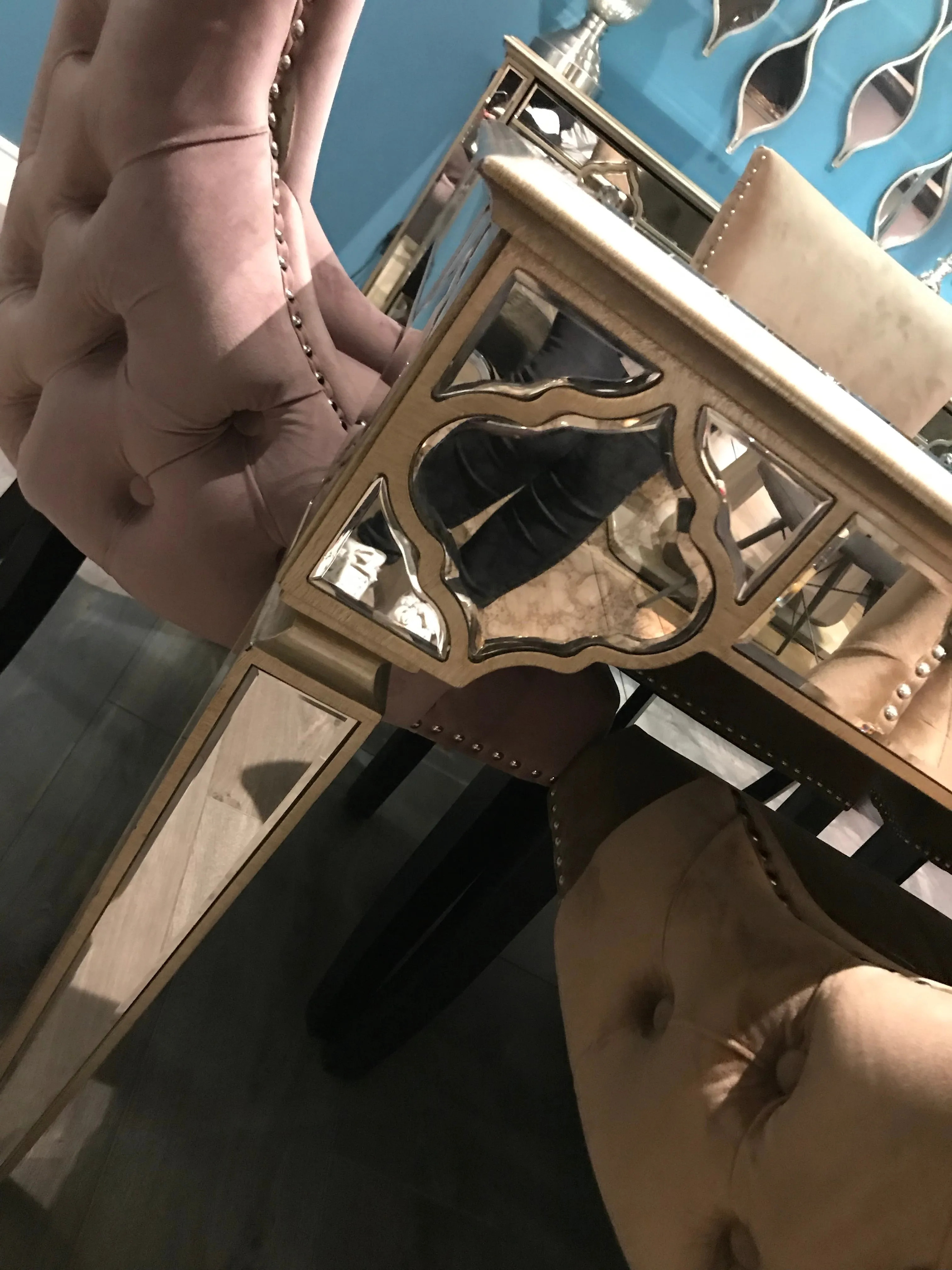 Marrakech Mirrored  180 cm Dining Table REDUCED TO CLEAR  Instore purchase for collection .