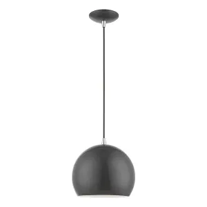 Piedmont 1-Light Pendant in Shiny Dark Gray with Polished Chrome