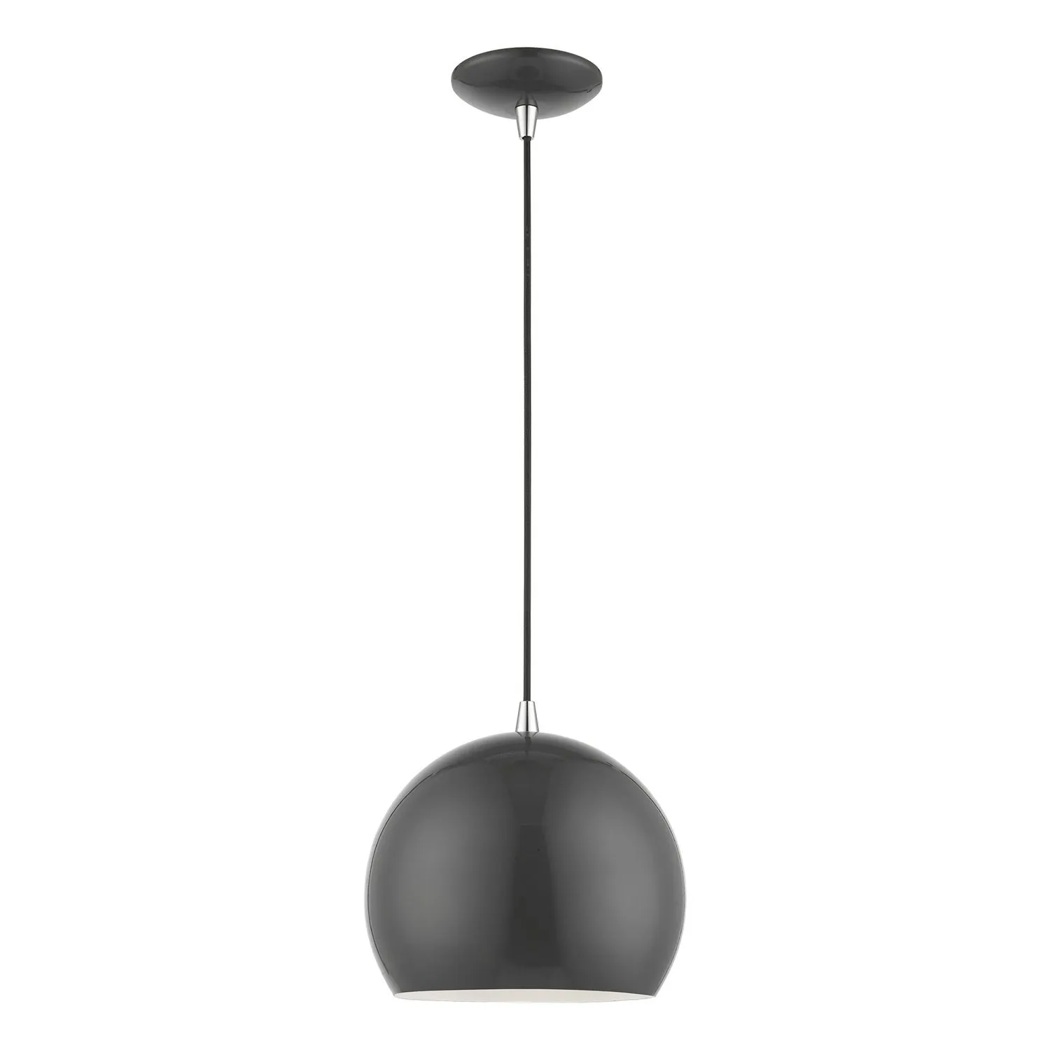 Piedmont 1-Light Pendant in Shiny Dark Gray with Polished Chrome
