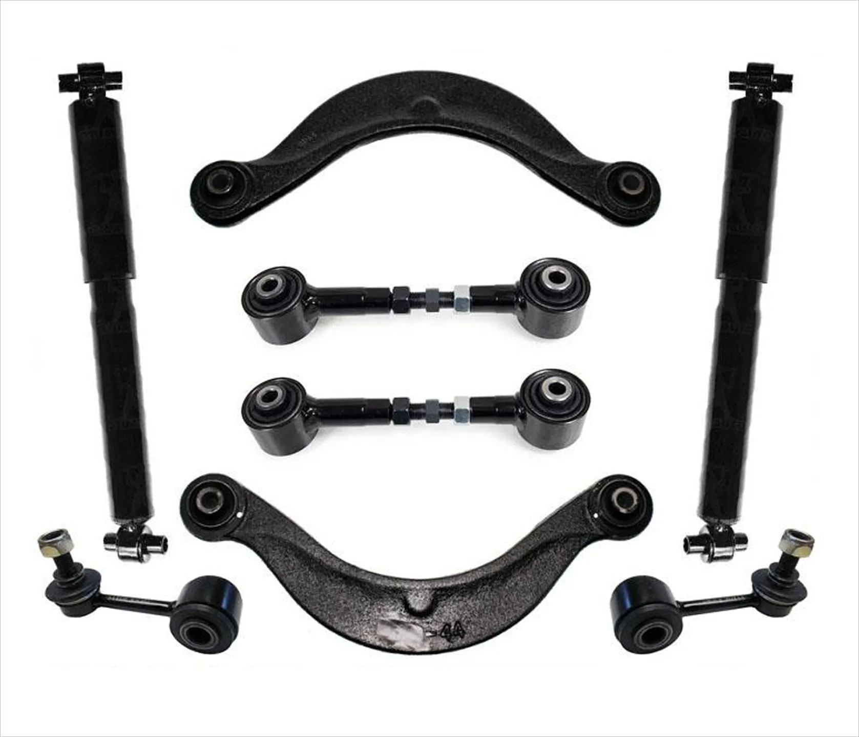 Rear Upper & Lower Suspension Control Arms Bushings Shocks for 03-08 Mazda 6 8Pc