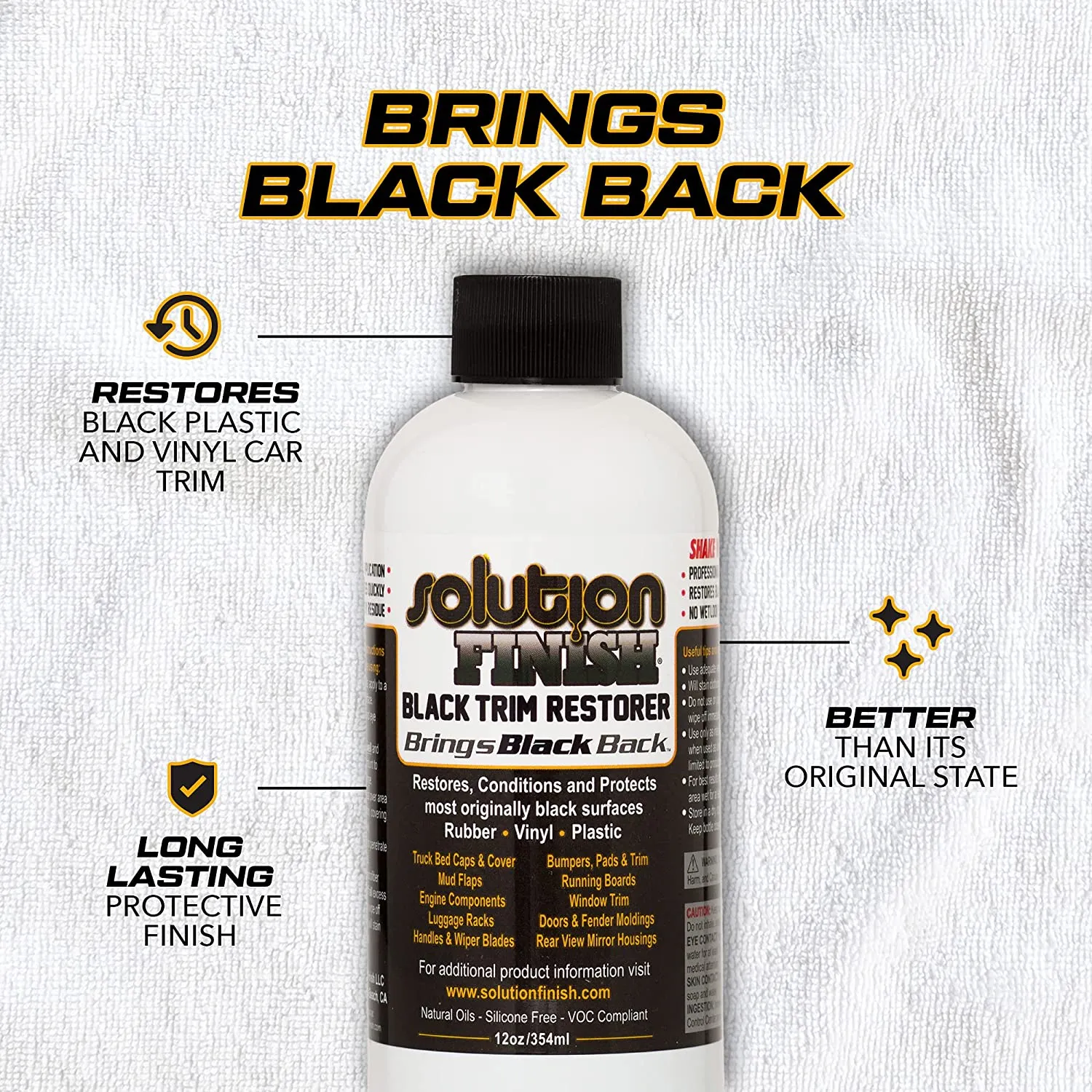 Solution Finish - Black Plastic & Vinyl Trim Restorer
