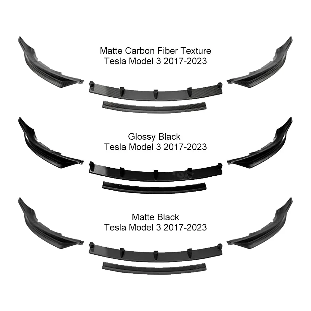 Tesla Model Y 3 Front Bumper Lip Spoiler Sporty F Style Splitter ABS Body Kit Protection Trim