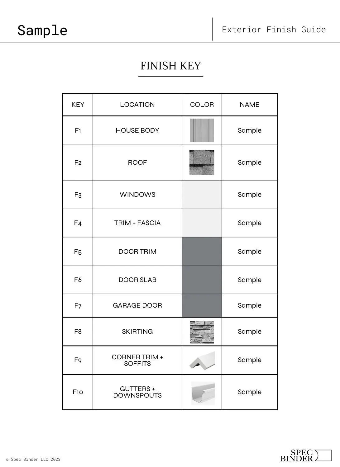 The Olivia Exterior Finish Palette