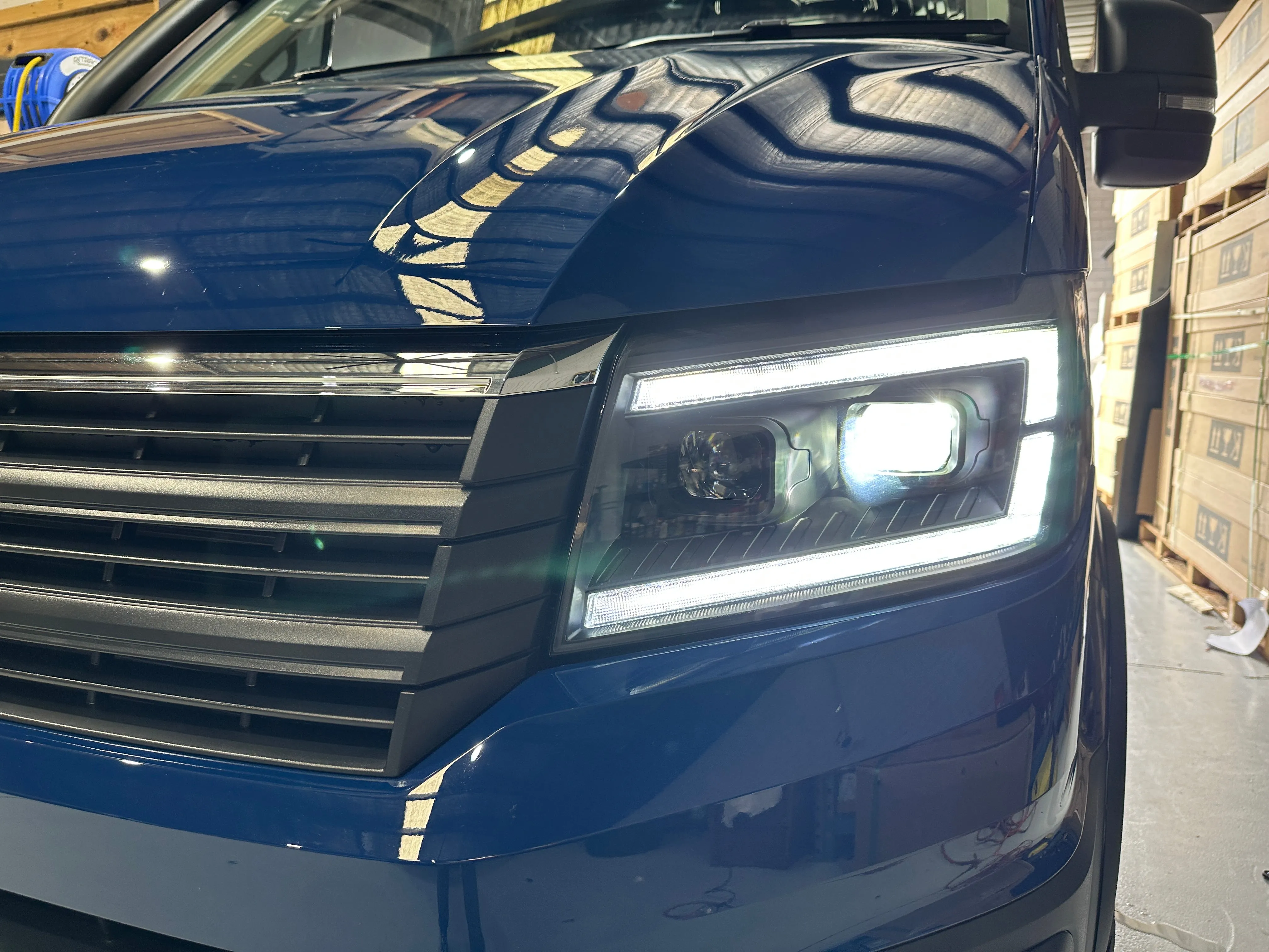 VW Crafter LED DRL Headlights with Sequential Indicators – BLACK